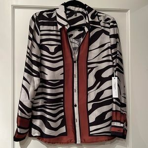 Drew silk animal print blouse